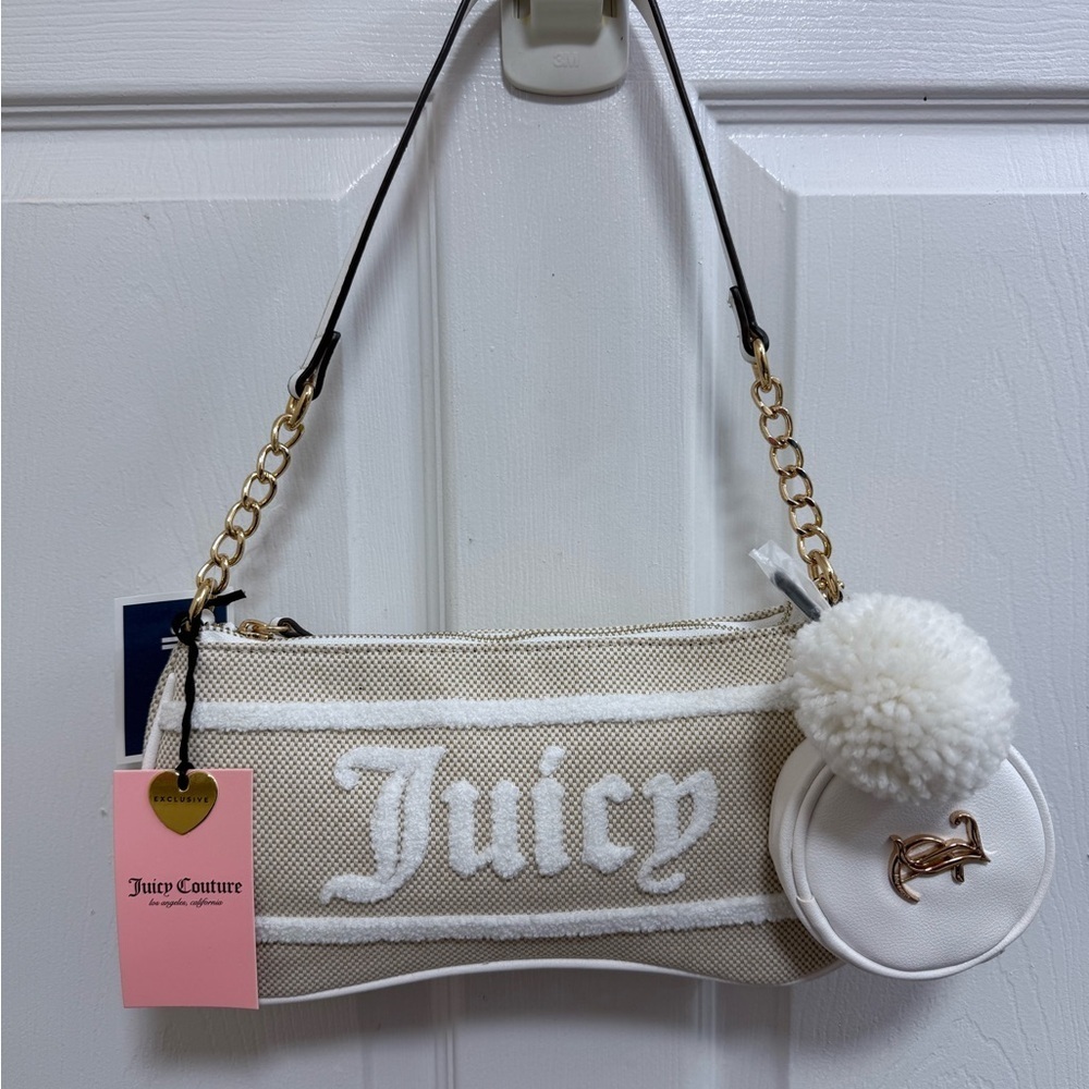 NWT Juicy Couture Resort Shoulder Bag in Beige w/Coin Purse